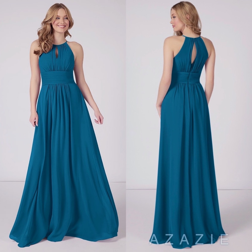 Azazie Teal Maxi Dress